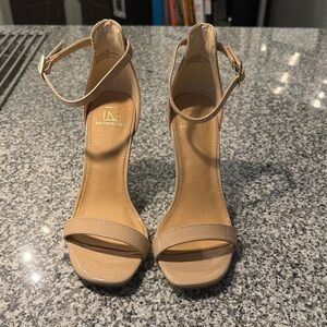 Material Girl Nude Ankle Strap Heels